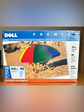 Dell Premium High Gloss 4x6 100 Sheets Photo Paper 90 Brightness Acid Free
